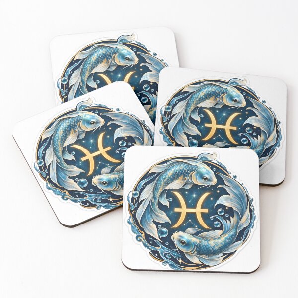 Item preview, Pisces Golden Koi Fish Circle designed and sold by Zodiac Celestial Art.