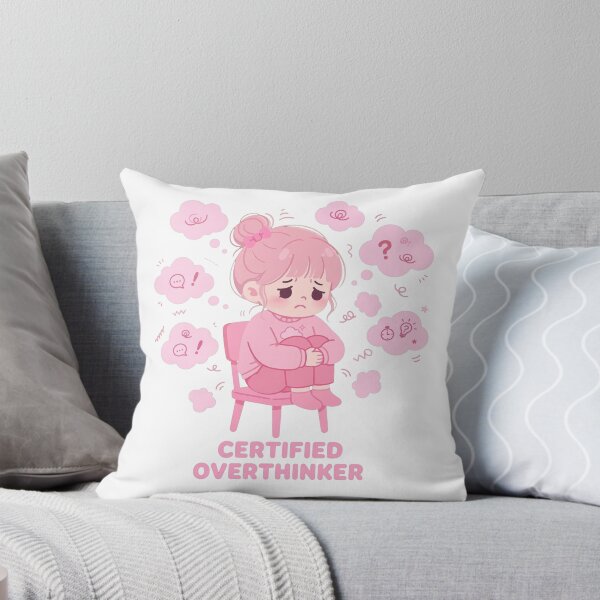 Item preview, Certified Overthinker Girl Hugging Knees - Pink Worries designed and sold by GenZPopStudio.