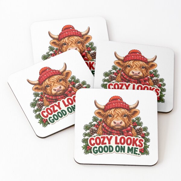 Artikelvorschau, Cozy Looks Good on Me – Süße Highland Kuh Weihnachten entworfen und verkauft von SVALANART.
