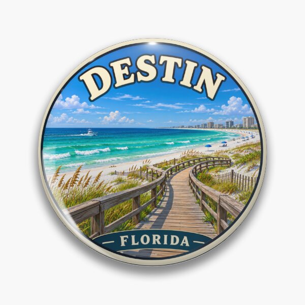 Aperçu de l'œuvre Badge de voyage vintage pour Destin, Floride Beach créée et vendue par Swanny's Custom T-shirt and Gift Designs.