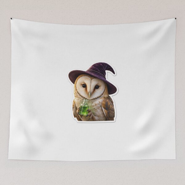 Item preview, Beautiful Barn Owl Witch Hat Magic Potion Sticker designed and sold by CodeCapyVibes.