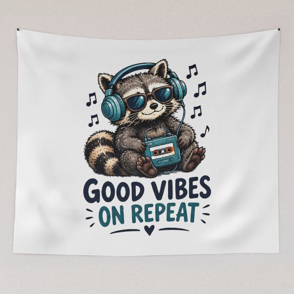 Item preview, Good Vibes On Repeat Retro Raccoon Music designed and sold by Pyt27.