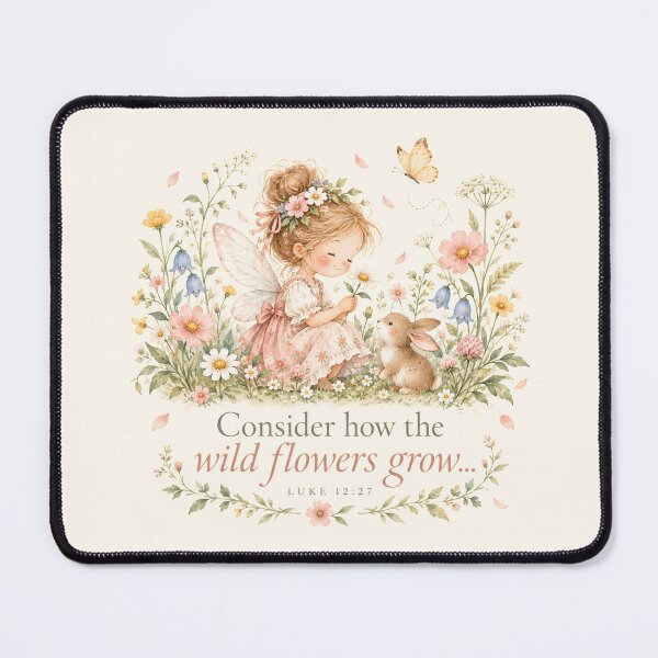 Item preview, Consider How the Wild Flowers Grow – Christian Fairy Garden Bible Verse Art designed and sold by looplandger.