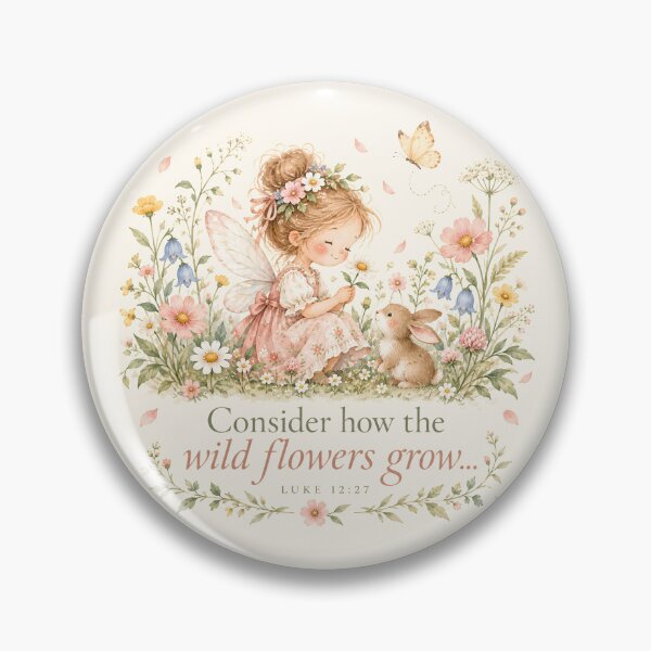 Artikelvorschau, Consider How the Wild Flowers Grow – Christian Fairy Garden Bible Verse Art entworfen und verkauft von looplandger.