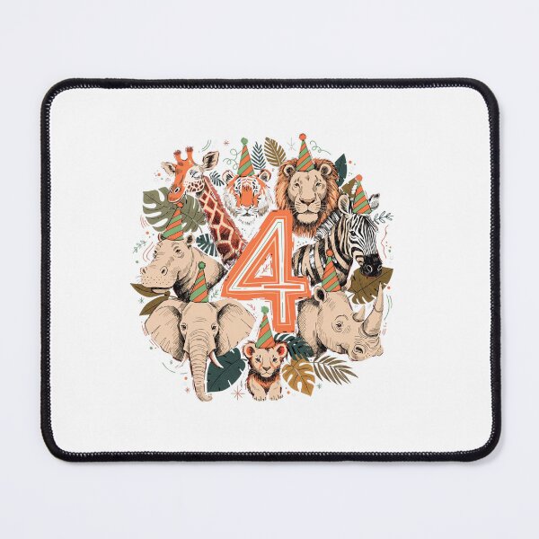 Item preview, safari animals age 4 number 4 birthday jungle party illustration designed and sold by DariaOltes.