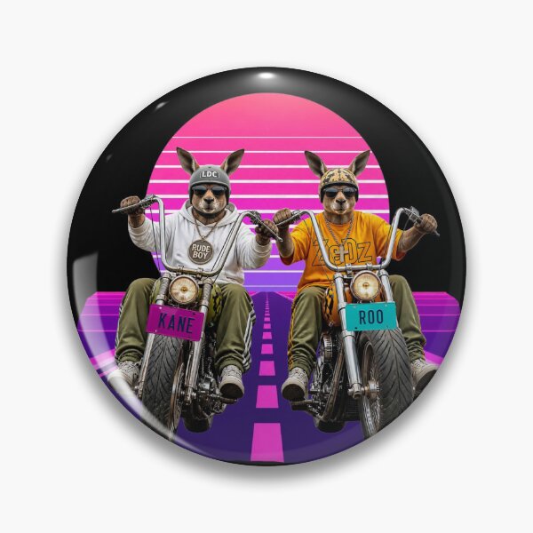 Item preview, Cyberpunk Kangaroo Duo Retro Sunset Chopper Bikes designed and sold by LazyDayzCo.