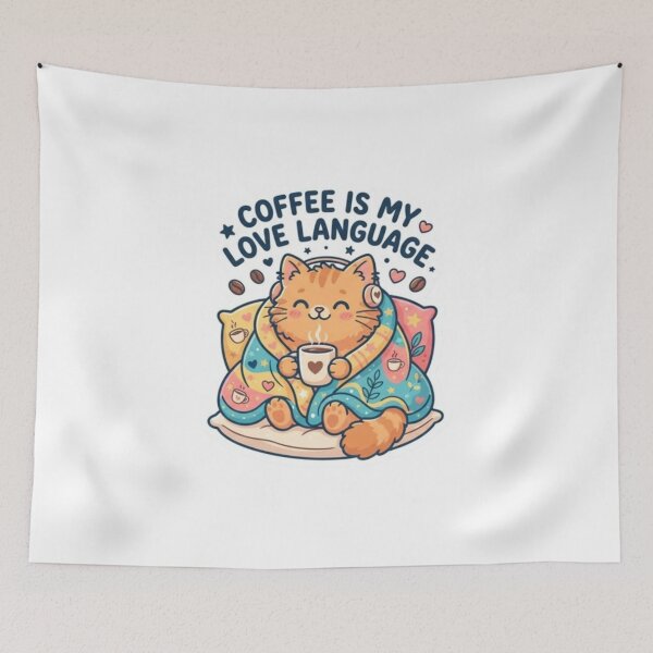 Item preview, Coffee Is My Love Language Cute Cat designed and sold by PrintforDesign.