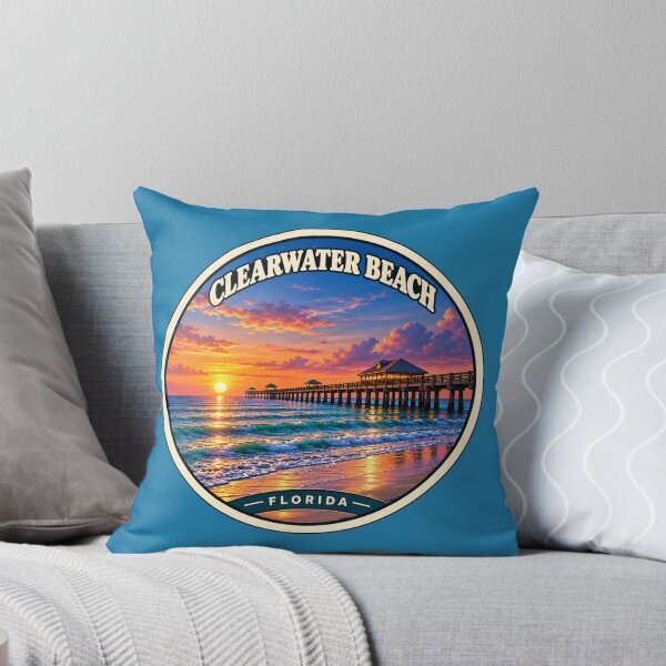 Item preview, Clearwater Beach Florida Vintage Sunset Travel Badge designed and sold by Swanny's Custom T-shirt and Gift Designs.