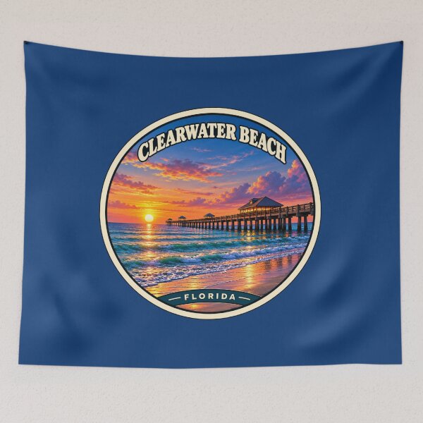 Item preview, Clearwater Beach Florida Vintage Sunset Travel Badge designed and sold by Swanny's Custom T-shirt and Gift Designs.