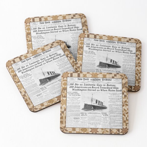 Item preview, Sinking of the Lusitania 1915 — Vintage Newspaper Quilt Blanket designed and sold by Bluntees .