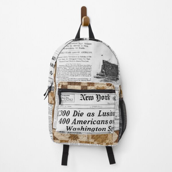 Artikelvorschau, Sinking of the Lusitania 1915 — Vintage Newspaper Quilt Blanket entworfen und verkauft von Bluntees .