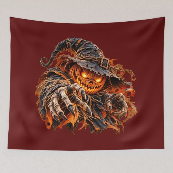 Item preview,  Creepy Halloween Pumpkin Monster Scarecrow Art designed and sold by charmaroundyou.