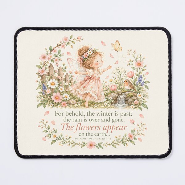 Artikelvorschau, The Flowers Appear – Christian Fairy Garden Bible Verse Art entworfen und verkauft von looplandger.