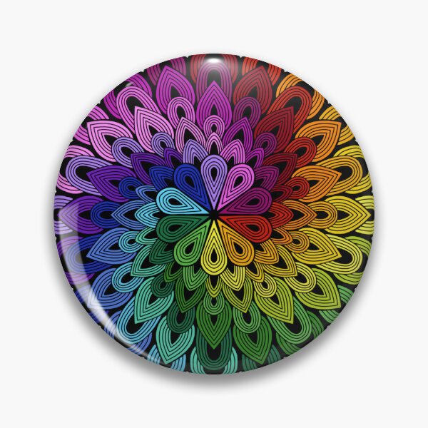 Item preview, Rainbow Peacock Mandala | Vibrant Floral Geometric Art designed and sold by FioreDiCiliegio.