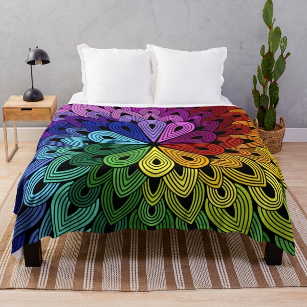 Item preview, Rainbow Peacock Mandala | Vibrant Floral Geometric Art designed and sold by FioreDiCiliegio.