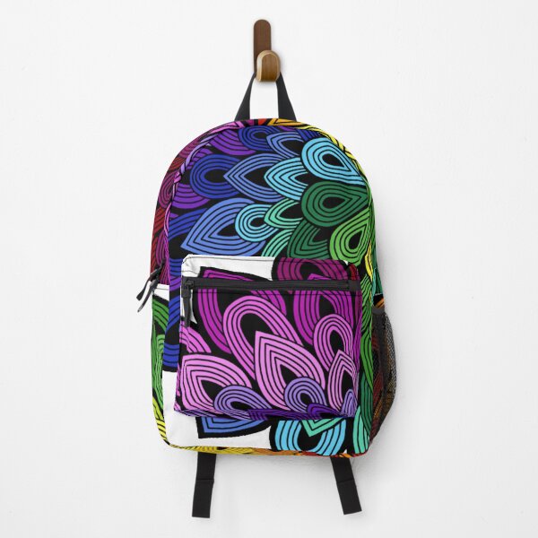 Item preview, Rainbow Peacock Mandala | Vibrant Floral Geometric Art designed and sold by FioreDiCiliegio.