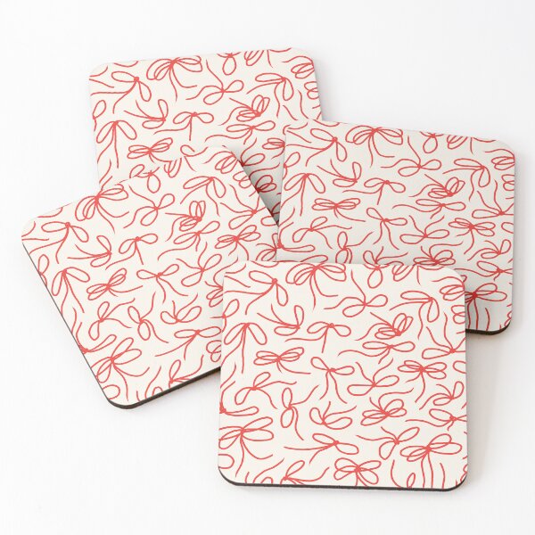 Item preview, Ribbon Bows 04 | Coral Red Christmas Bow Pattern on Cream designed and sold by MarleneCanto.