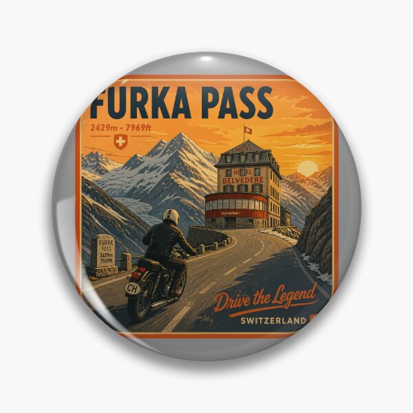 Item preview, Furka Pass Switzerland Furkapass Motorcycle Cycle Sticker TShirt 14 designed and sold by OuterShellUK.