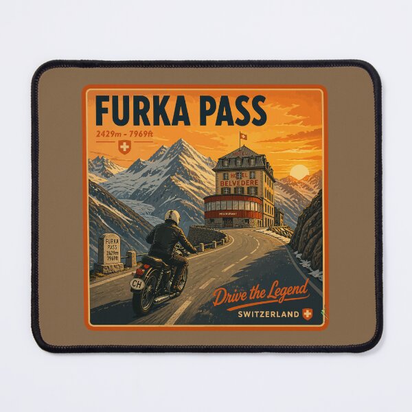 Item preview, Furka Pass Switzerland Furkapass Motorcycle Cycle Sticker TShirt 14 designed and sold by OuterShellUK.