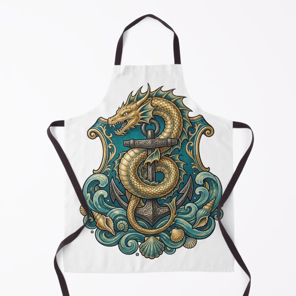 Item preview, Golden Sea Dragon Anchor Nautical Crest designed and sold by Pandanime.