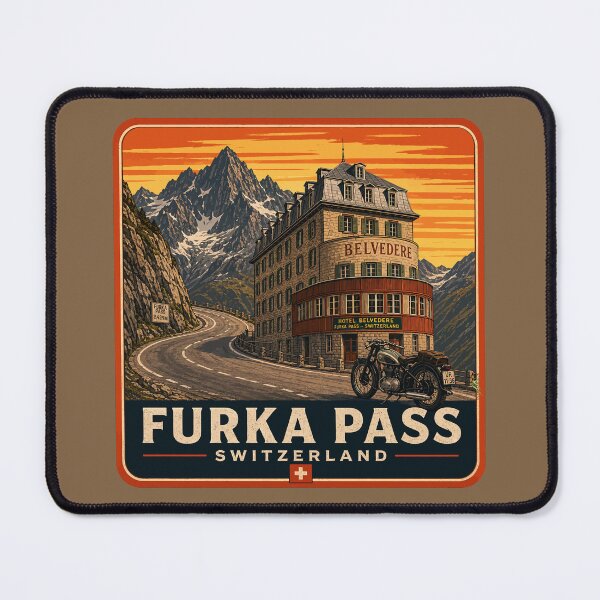 Item preview, Furka Pass Switzerland Furkapass Motorcycle Cycle Sticker TShirt 16 designed and sold by OuterShellUK.