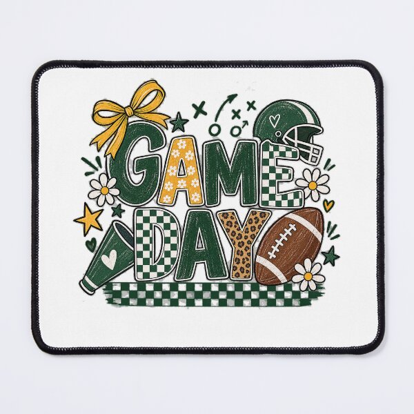 Item preview, Game Day Football Cheer Green Gold Retro Daisy Leopard designed and sold by CatiaStudioArt.