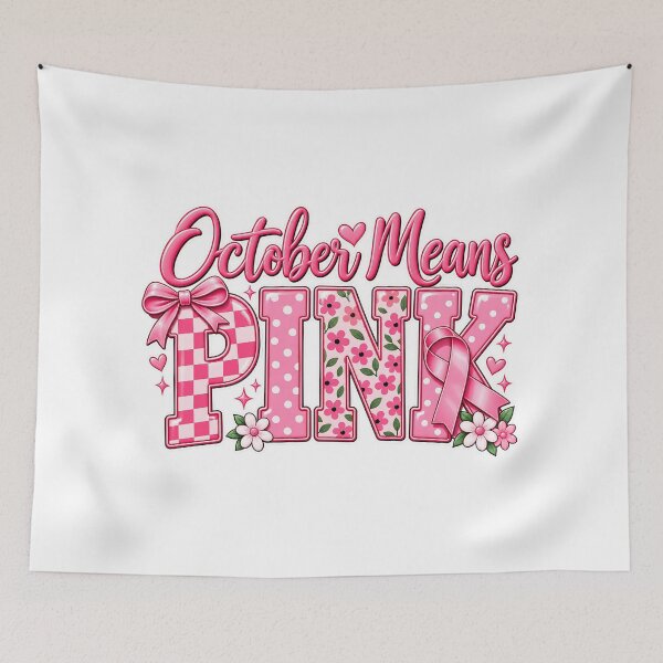Item preview, October Means Pink Breast Cancer Awareness Floral T-Shirt designed and sold by DesignArtist.ia.