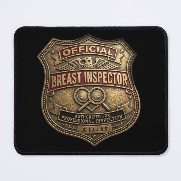 Item preview, Official Breast Inspector Badge Minimalist Parody / Funny Guard Security Parody Emblem designed and sold by MarceBersi.