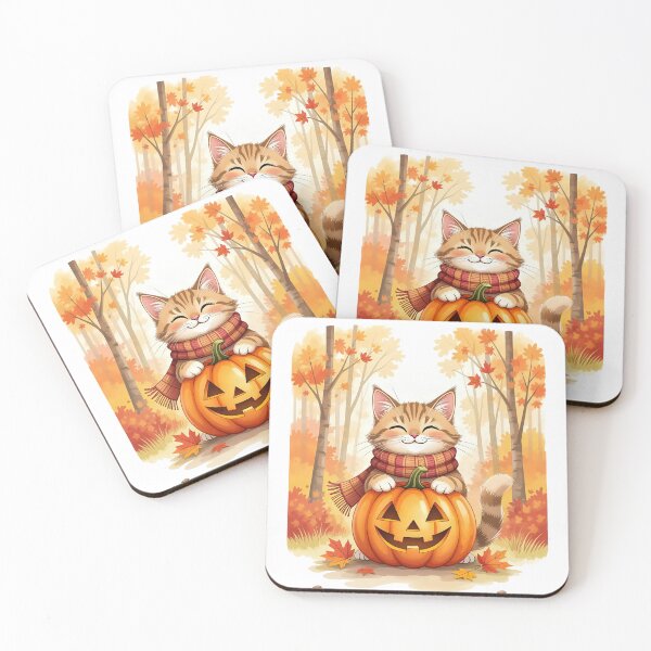 Item preview, A furry, cheerful cat holding on an oversized pumpkin. designed and sold by Ponted.