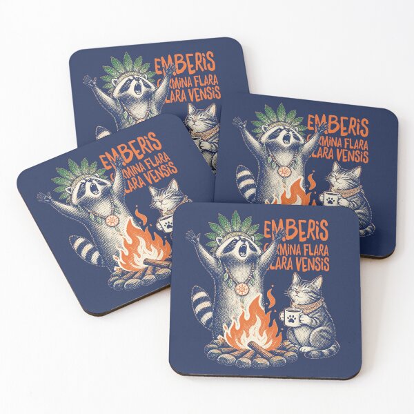 Item preview, Funny camping chanting raccoon cat campfire nature worship fire god designed and sold by BigMRanch.