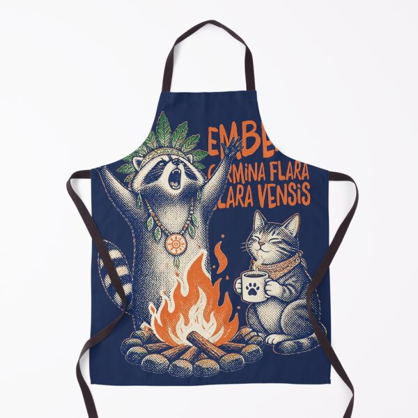 Item preview, Funny camping chanting raccoon cat campfire nature worship fire god designed and sold by BigMRanch.