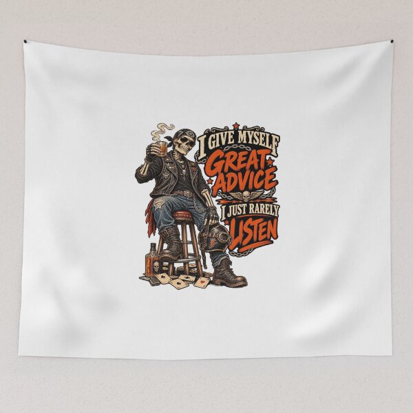 Item preview, I Give Myself Great Advice, I Just Rarely Listen - Biker Skeleton Graphic T-Shirt  designed and sold by ZayCreates.