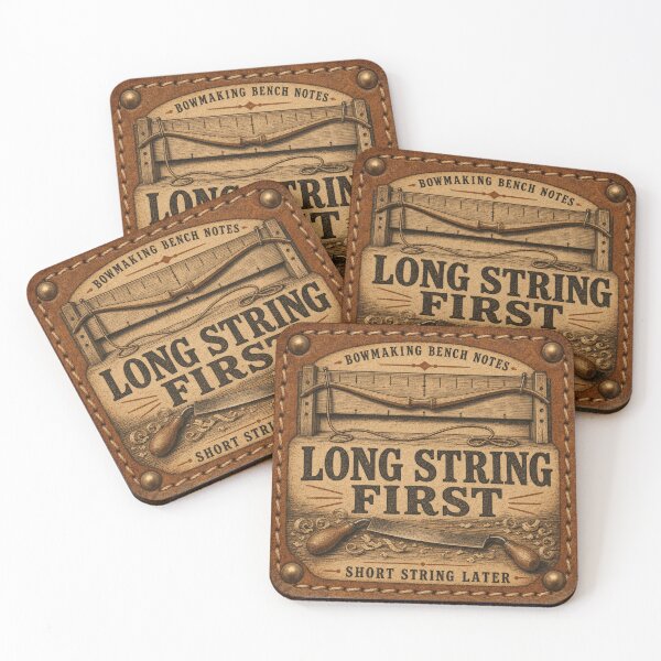 Item preview, Long String First Short String Later – Bowyer Tillering Leather Patch Design designed and sold by BoosterShop.