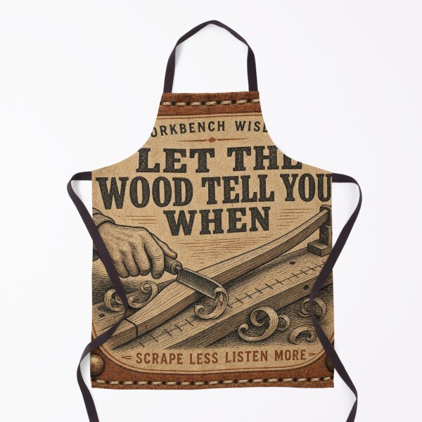 Item preview, Let The Wood Tell You When – Bowmaking Scraper Workbench Leather Patch designed and sold by BoosterShop.