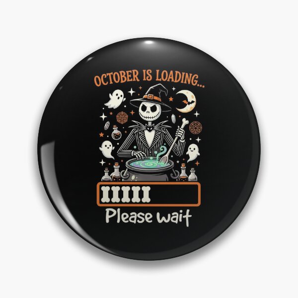 Item preview, October Is Loading Please Wait Funny Halloween Skeleton designed and sold by Neon Bones Studio.