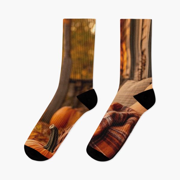 Item preview, Cozy Autumn Porch with Pumpkin and Plaid Blanket designed and sold by LYAN-STORE.