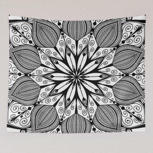 Item preview, Intricate Geometric Flower Mandala | Minimalist Black and White Art designed and sold by FioreDiCiliegio.