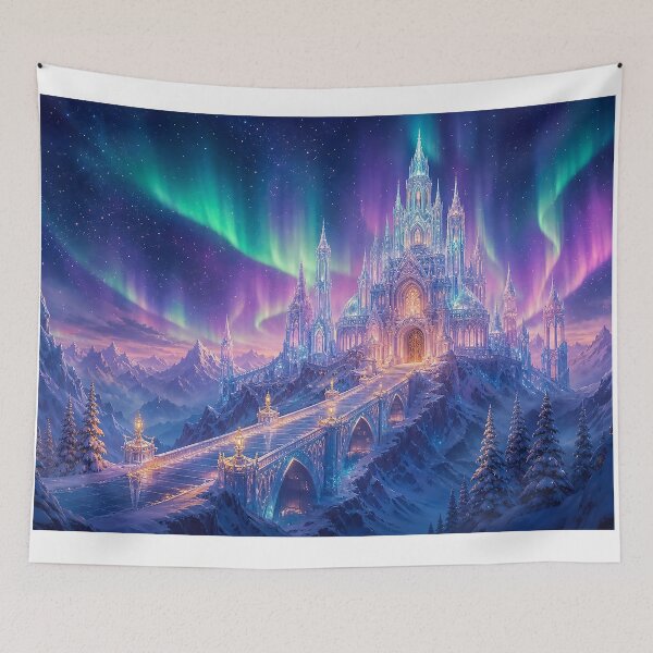 Item preview, Enchanted Ice Castle Under the Northern Lights Magical Christmas Fantasy designed and sold by acceleratorhams.