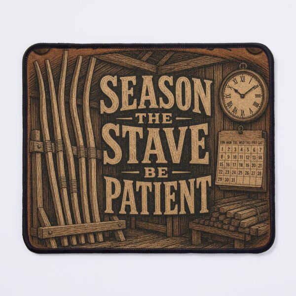 Item preview, Season The Stave Be Patient – Bow Staves Drying Shed Leather Patch Design designed and sold by BoosterShop.