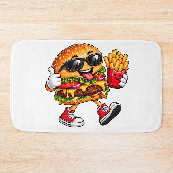 Item preview, Funny burger eating French fries for Fast food lovers designed and sold by Afnan Store.