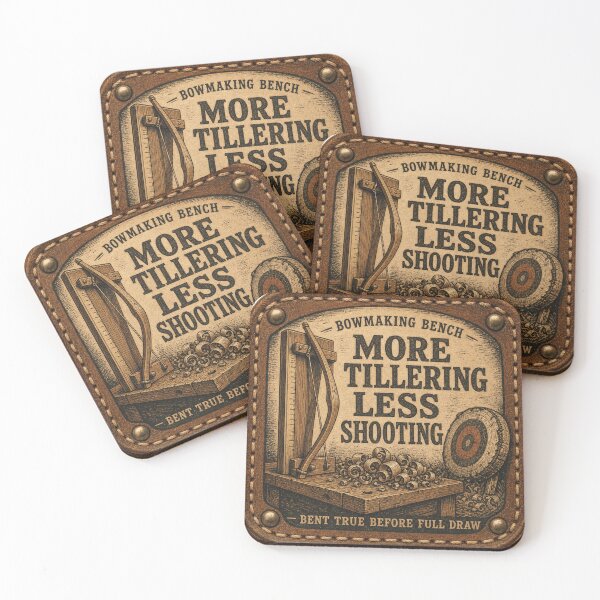 Item preview, More Tillering Less Shooting – Funny Archery Bowmaker Leather Patch Design designed and sold by BoosterShop.