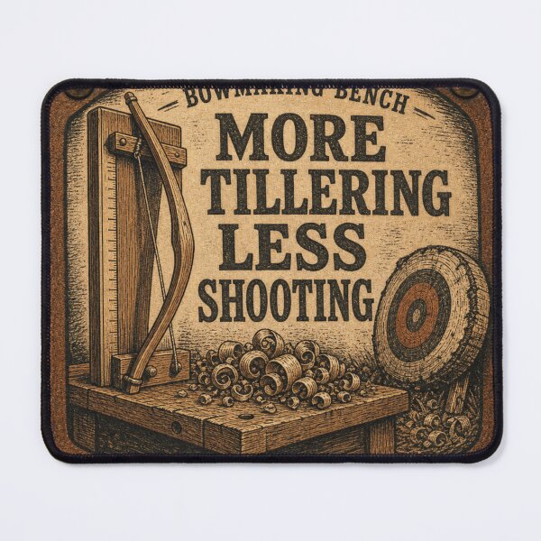 Item preview, More Tillering Less Shooting – Funny Archery Bowmaker Leather Patch Design designed and sold by BoosterShop.