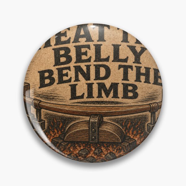 Item preview, Heat The Belly Bend The Limb – Bow Bending Embers Leather Patch Design designed and sold by BoosterShop.