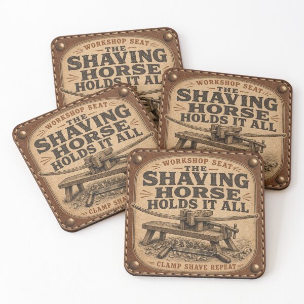 Item preview, The Shaving Horse Holds It All – Green Woodworking Bench Leather Patch designed and sold by BoosterShop.