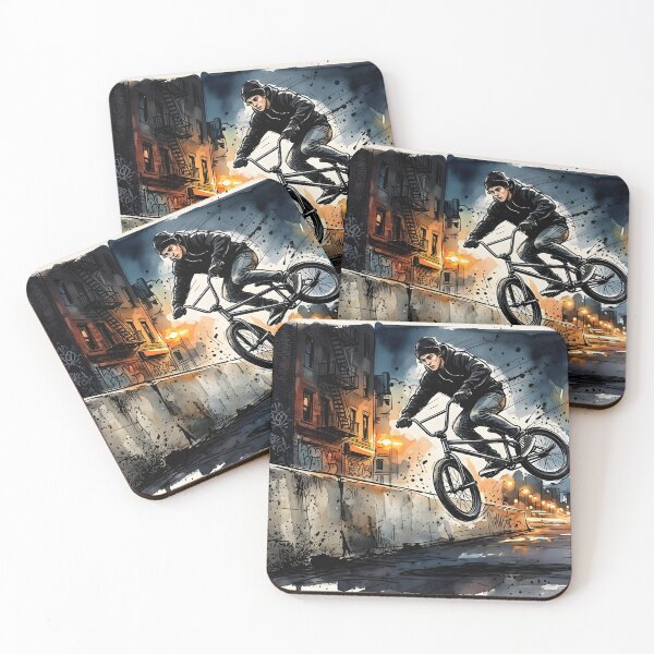 Item preview, Dynamic BMX rider airborne in an urban alley at night designed and sold by homydesign.