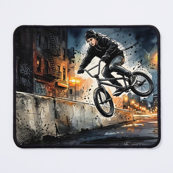 Item preview, Dynamic BMX rider airborne in an urban alley at night designed and sold by homydesign.