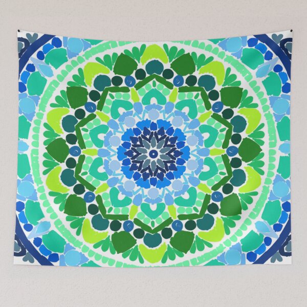 Item preview, Lineless Ocean Mosaic Mandala | Soft Blue and Green Zen Art designed and sold by FioreDiCiliegio.