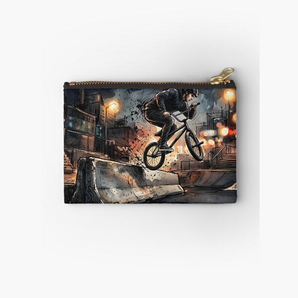 Item preview, A BMX rider performing a stunt over a concrete barrier at night designed and sold by homydesign.