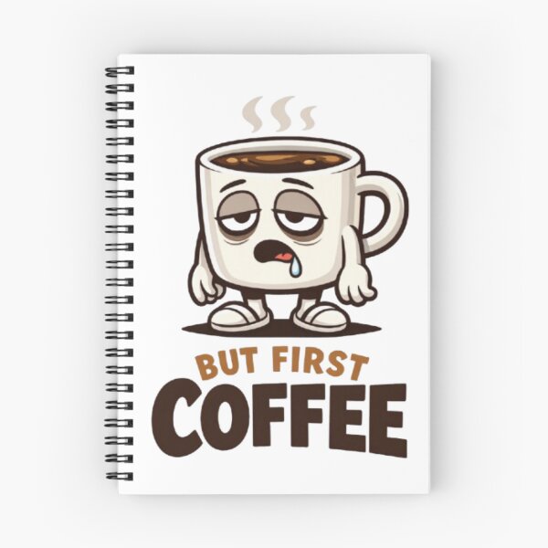 Item preview, Sleepy Coffee Cup Cartoon - But First Coffee designed and sold by PrintWavePro.