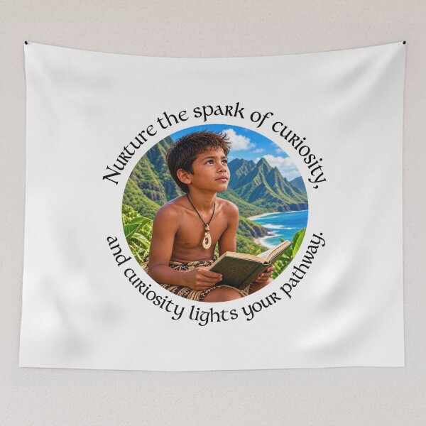 Item preview, Polynesian Curiosity Proverb - Nurture the spark of curiosity | Pacific Art designed and sold by ShakaLife.org.